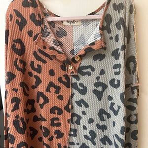 Leopard two tone Henley top